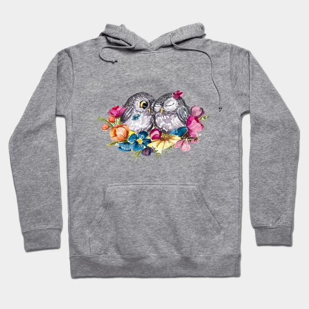 Watercolor Owls in Love Hoodie by MagdalenaIllustration